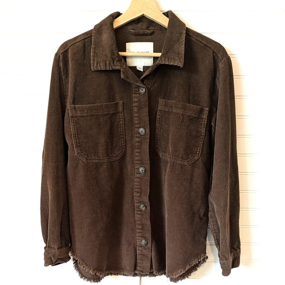 Wallflower Shirt Jacket Womens Medium Corduroy Frayed Edge Autumn Shacket Layers